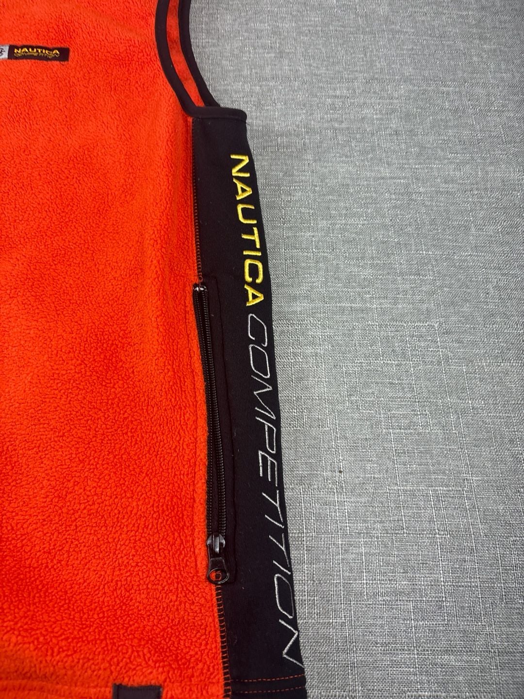 Vintage Nautica Competition Nautech Orange Fleece Vest XL 3