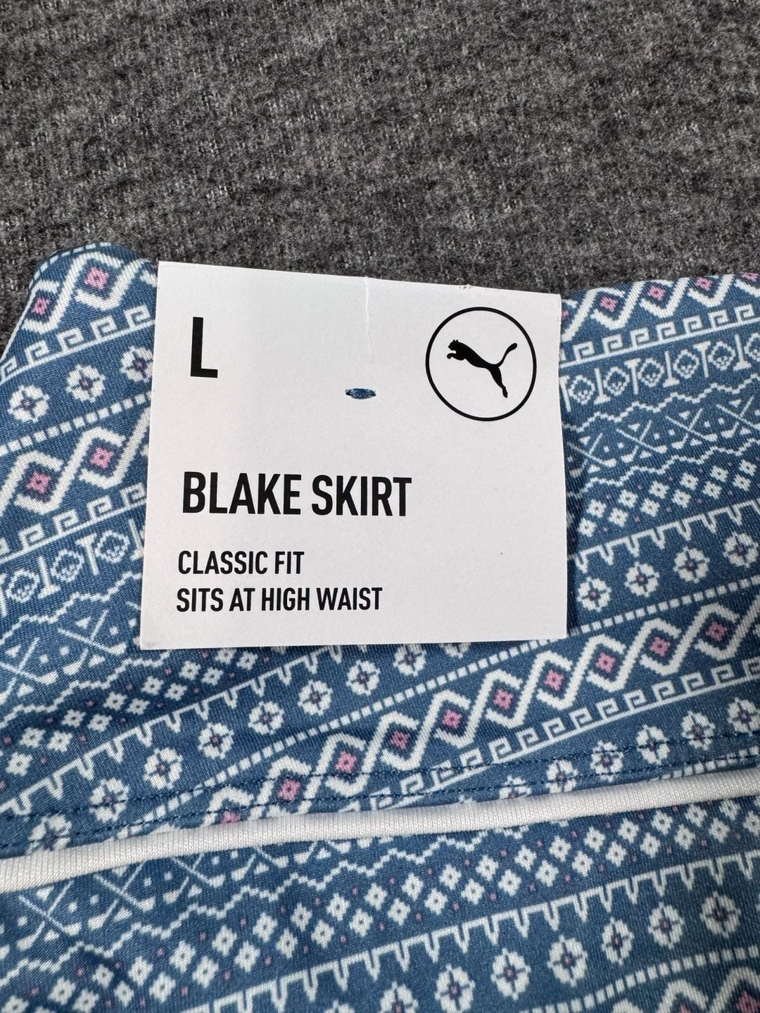 NWT PUMA Women's Blake Fair Isle Performance Golf Skirt - Blue 4