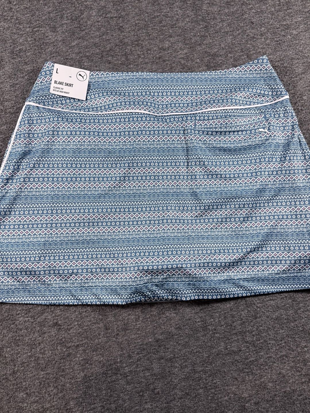 NWT PUMA Women's Blake Fair Isle Performance Golf Skirt - Blue 8