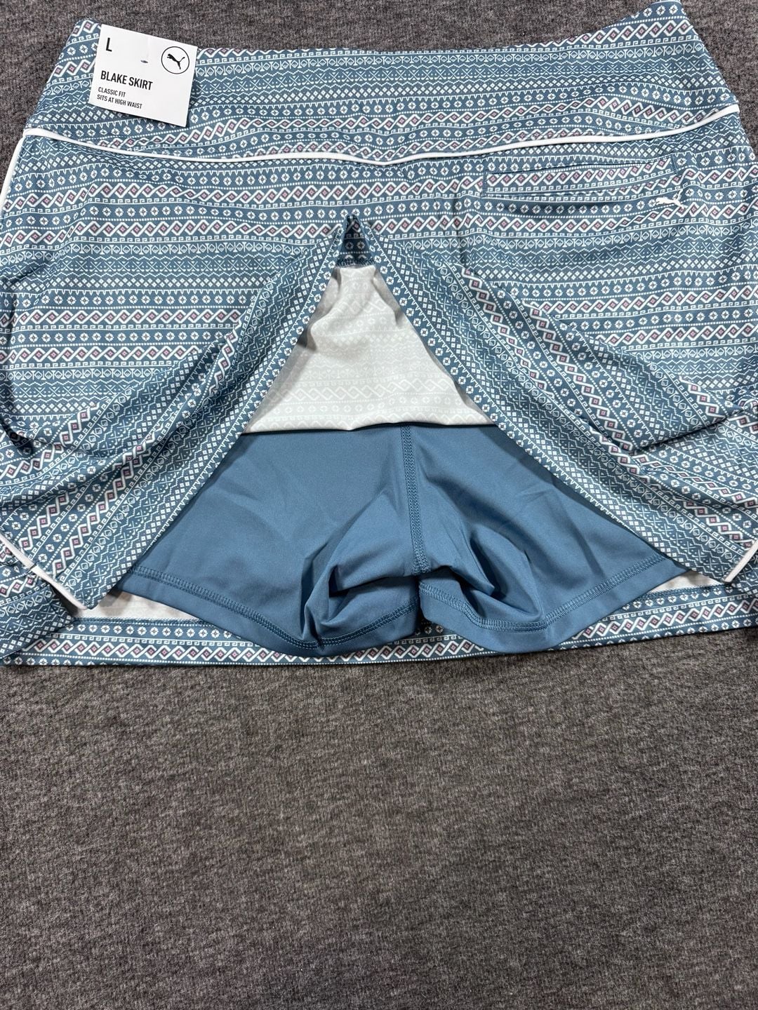 NWT PUMA Women's Blake Fair Isle Performance Golf Skirt - Blue 10