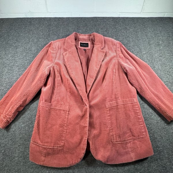 ELOQUII Women's Size 22 Coral Pink Wide Wale Corduroy Blazer Jacket