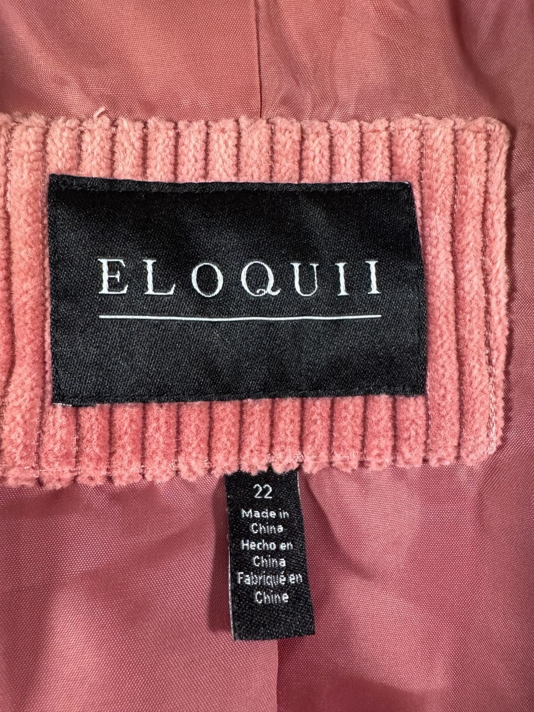 ELOQUII Women's Size 22 Coral Pink Wide Wale Corduroy Blazer Jacket 3