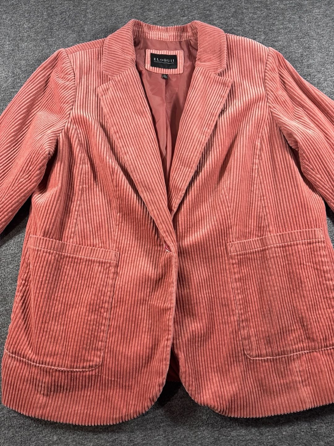 ELOQUII Women's Size 22 Coral Pink Wide Wale Corduroy Blazer Jacket 4