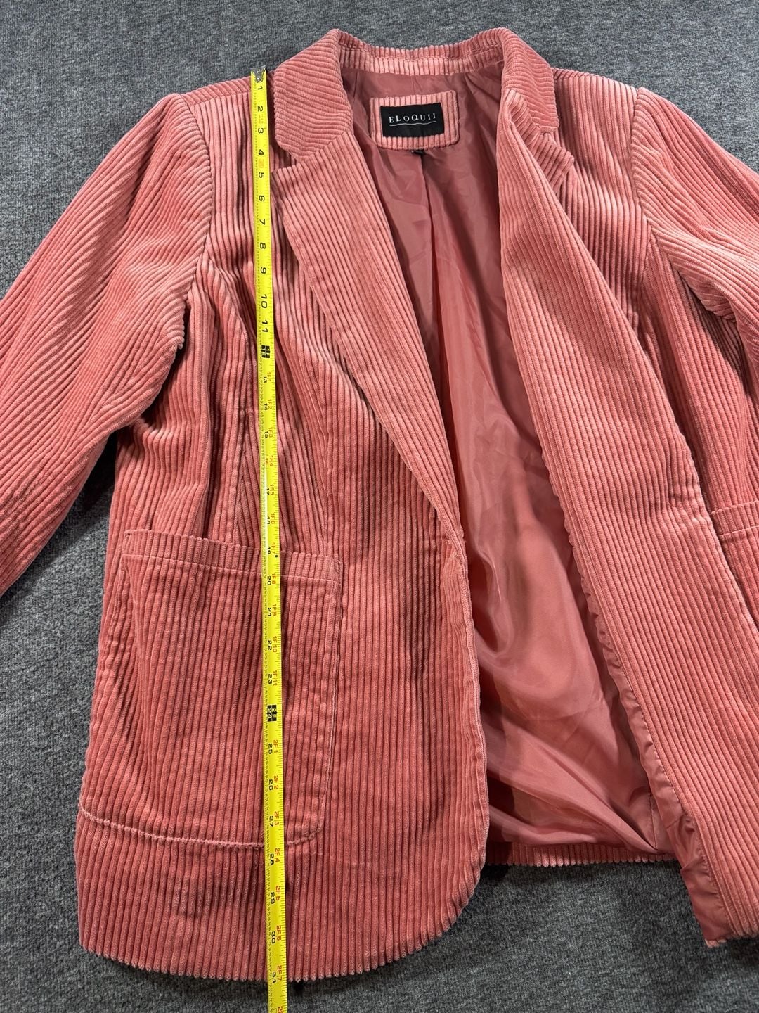 ELOQUII Women's Size 22 Coral Pink Wide Wale Corduroy Blazer Jacket 7