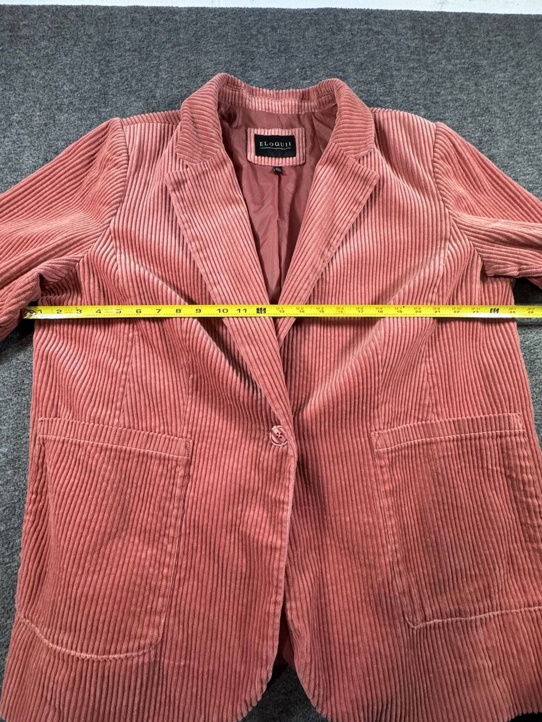 ELOQUII Women's Size 22 Coral Pink Wide Wale Corduroy Blazer Jacket 8