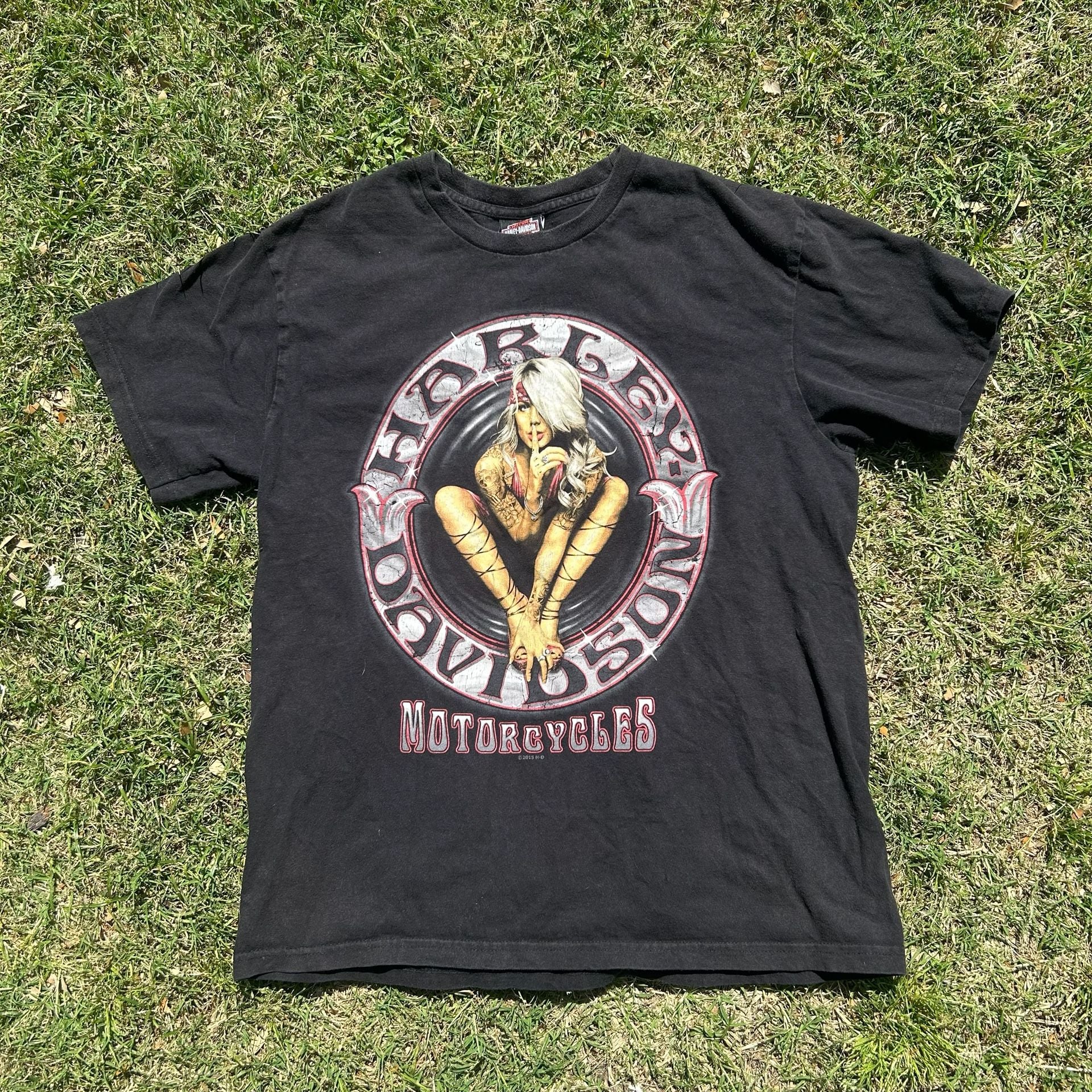 2015 Harley-Davidson Pin-Up Girl Graphic T-Shirt College Station Texas Large 1