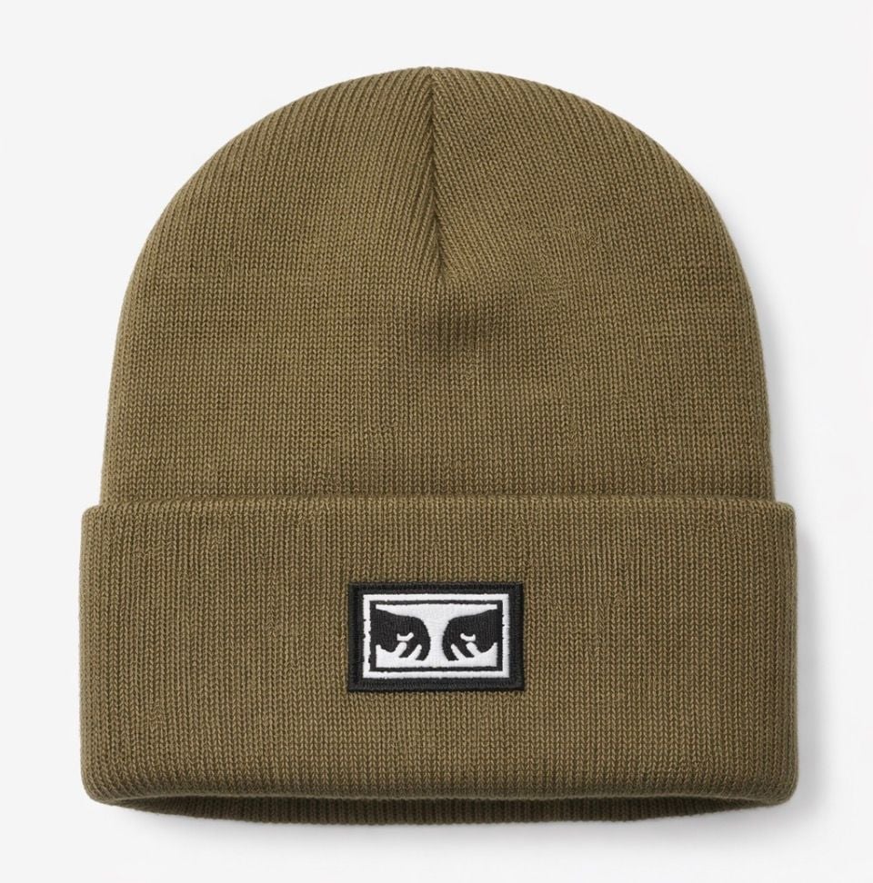 Obey Icon Eyes Cuffed Beanie in Dull Army Olive 2