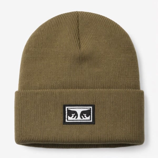 Obey Icon Eyes Cuffed Beanie in Dull Army Olive