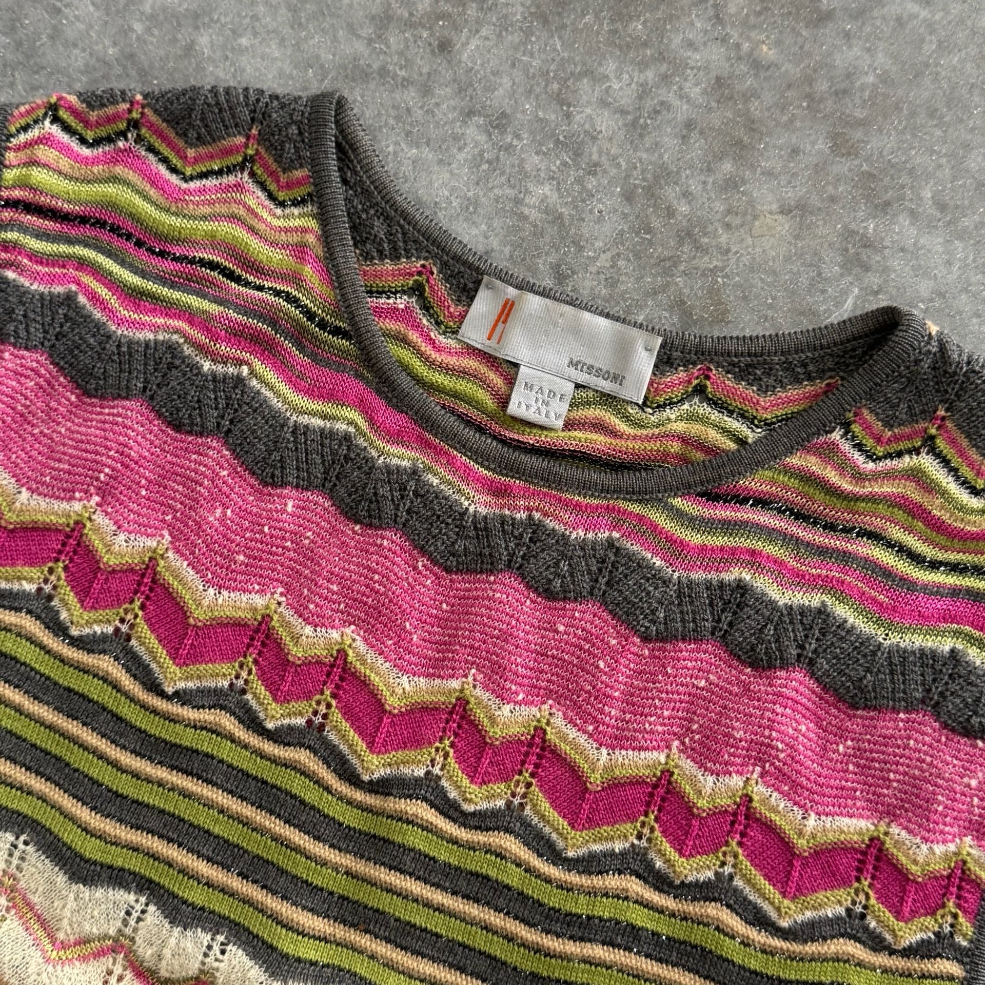 Vintage Missoni Geometric Zigzag Knit Sleeveless Tank Top Made in Italy size M 3