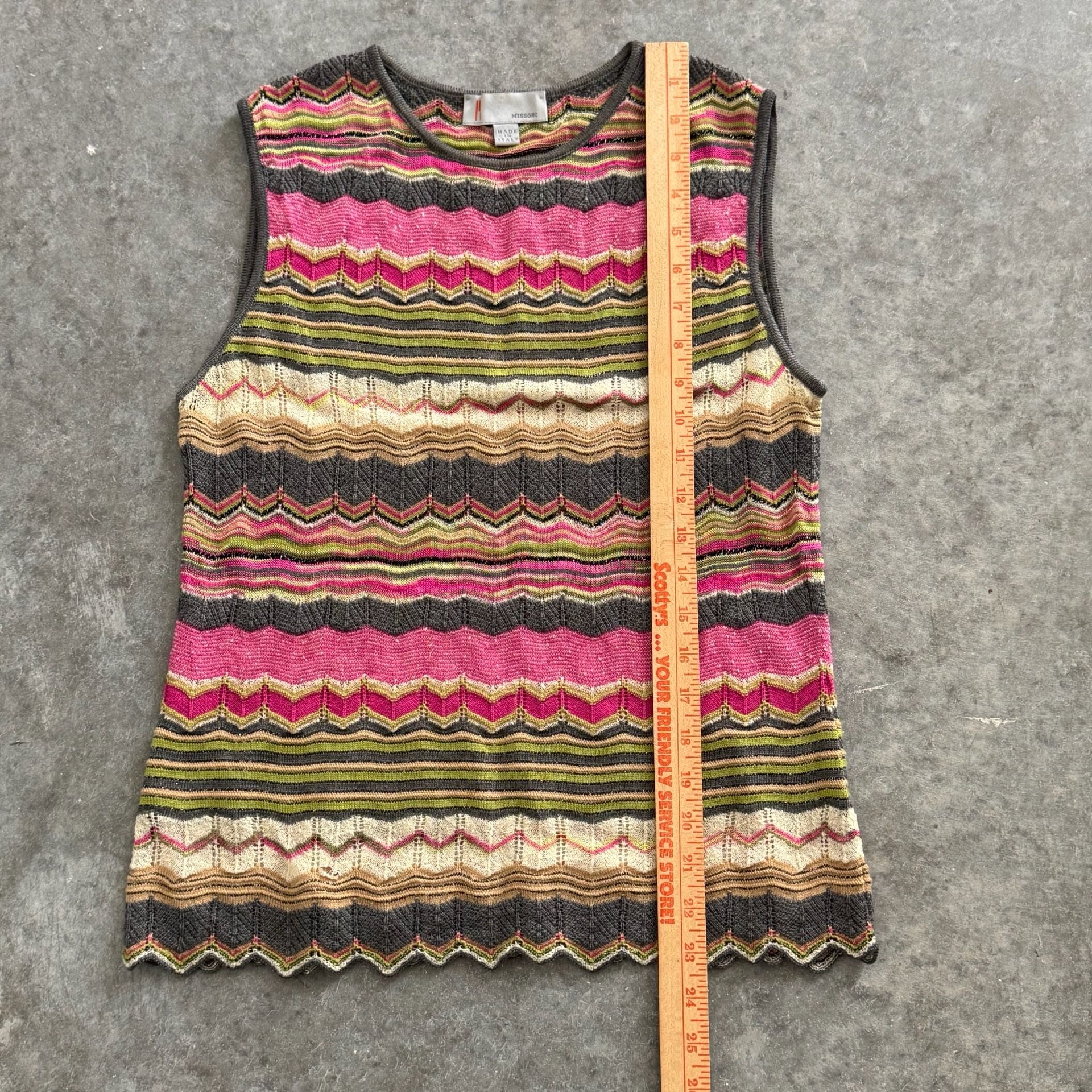 Vintage Missoni Geometric Zigzag Knit Sleeveless Tank Top Made in Italy size M 4