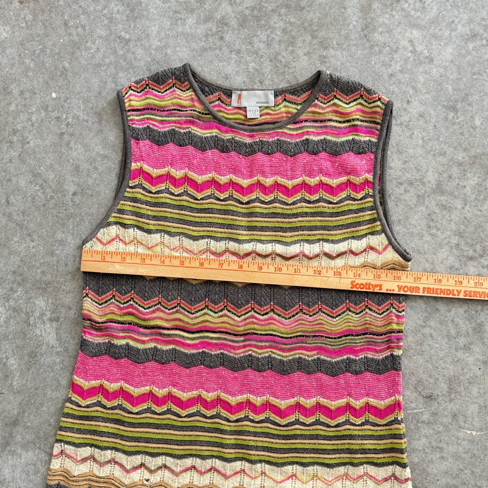Vintage Missoni Geometric Zigzag Knit Sleeveless Tank Top Made in Italy size M 5