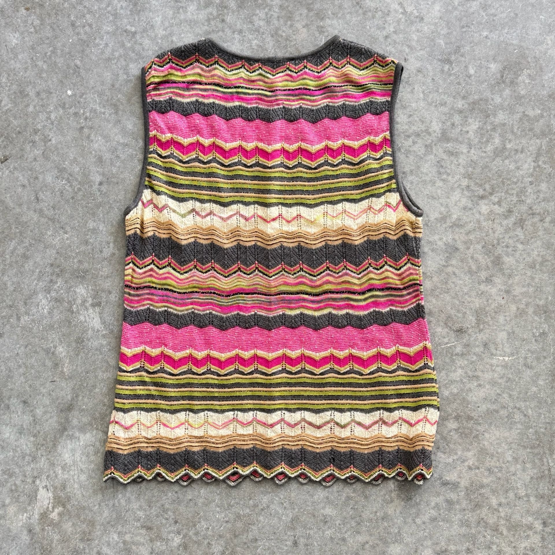 Vintage Missoni Geometric Zigzag Knit Sleeveless Tank Top Made in Italy size M 6