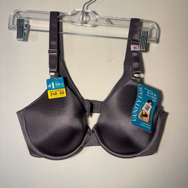 Vanity Fair Beauty Back Full Coverage Underwire Smoothing Bra 38D Graphite