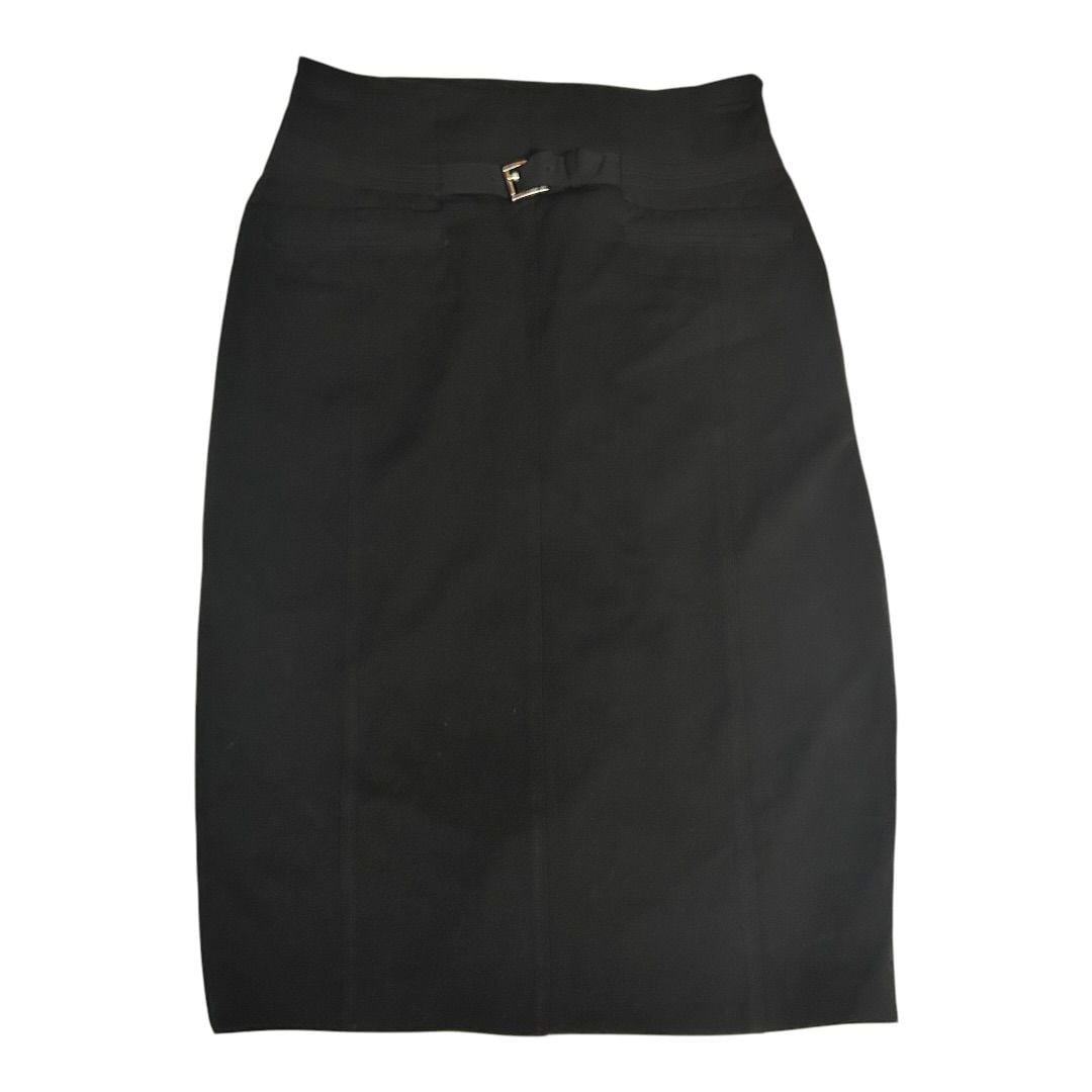 💟Worthington Black High Waisted Pencil Skirt with Black Buckle Detail Size 8 1