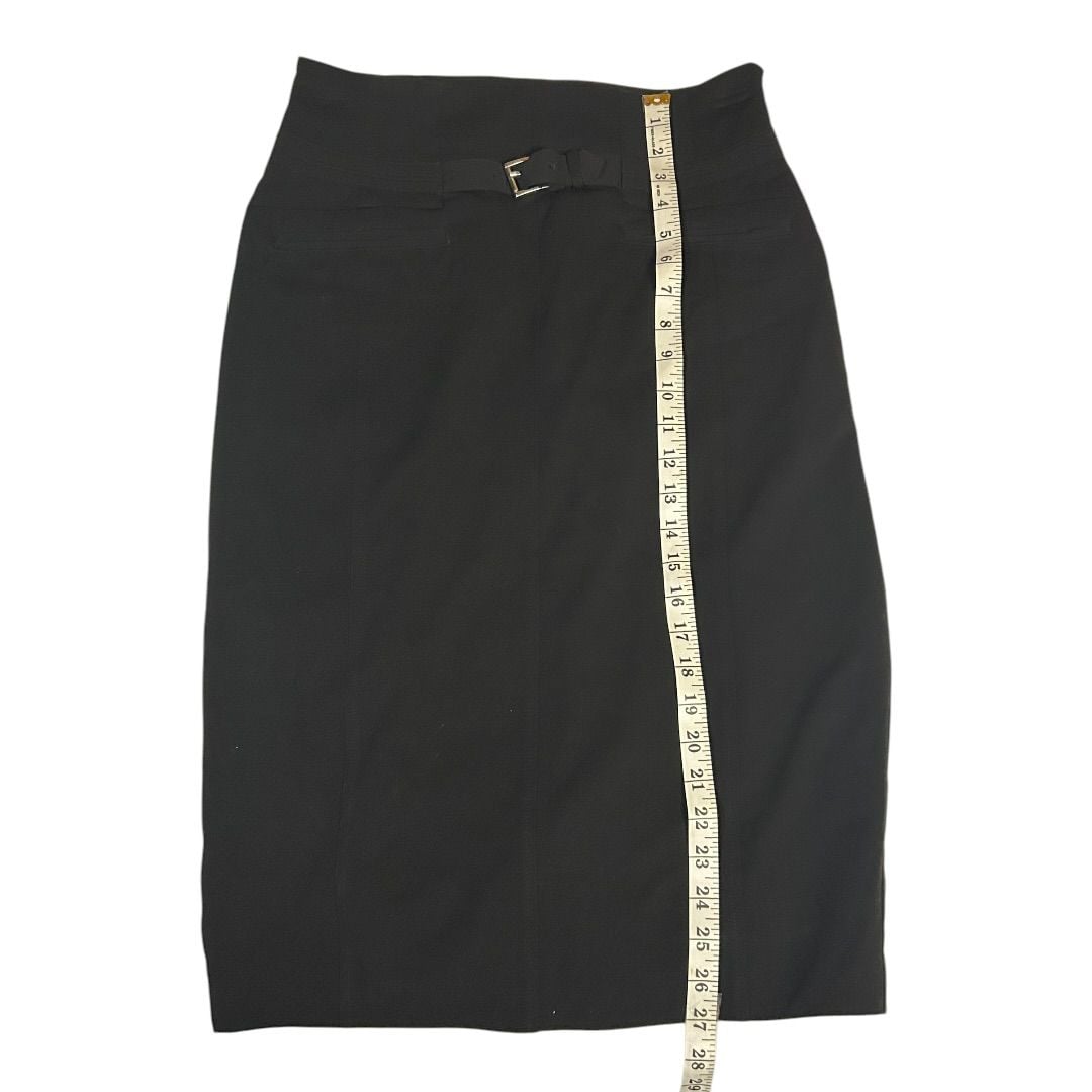 💟Worthington Black High Waisted Pencil Skirt with Black Buckle Detail Size 8 3