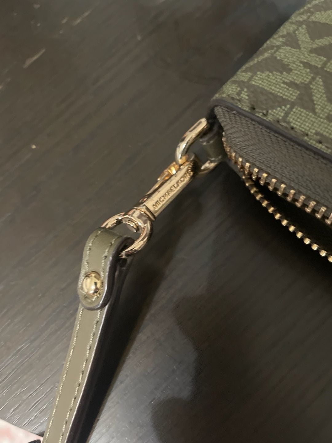 Michael Kors Jet Set Travel Large Logo Continental Wristlet Olive Green 6