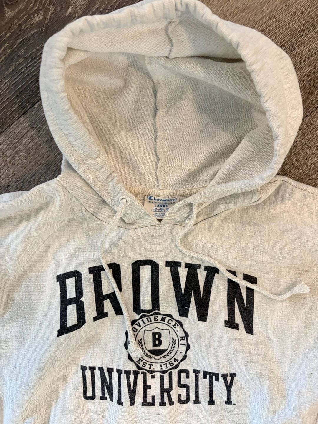Vintage Champion Reverse Weave Brown University Hoodie Grey Large 3
