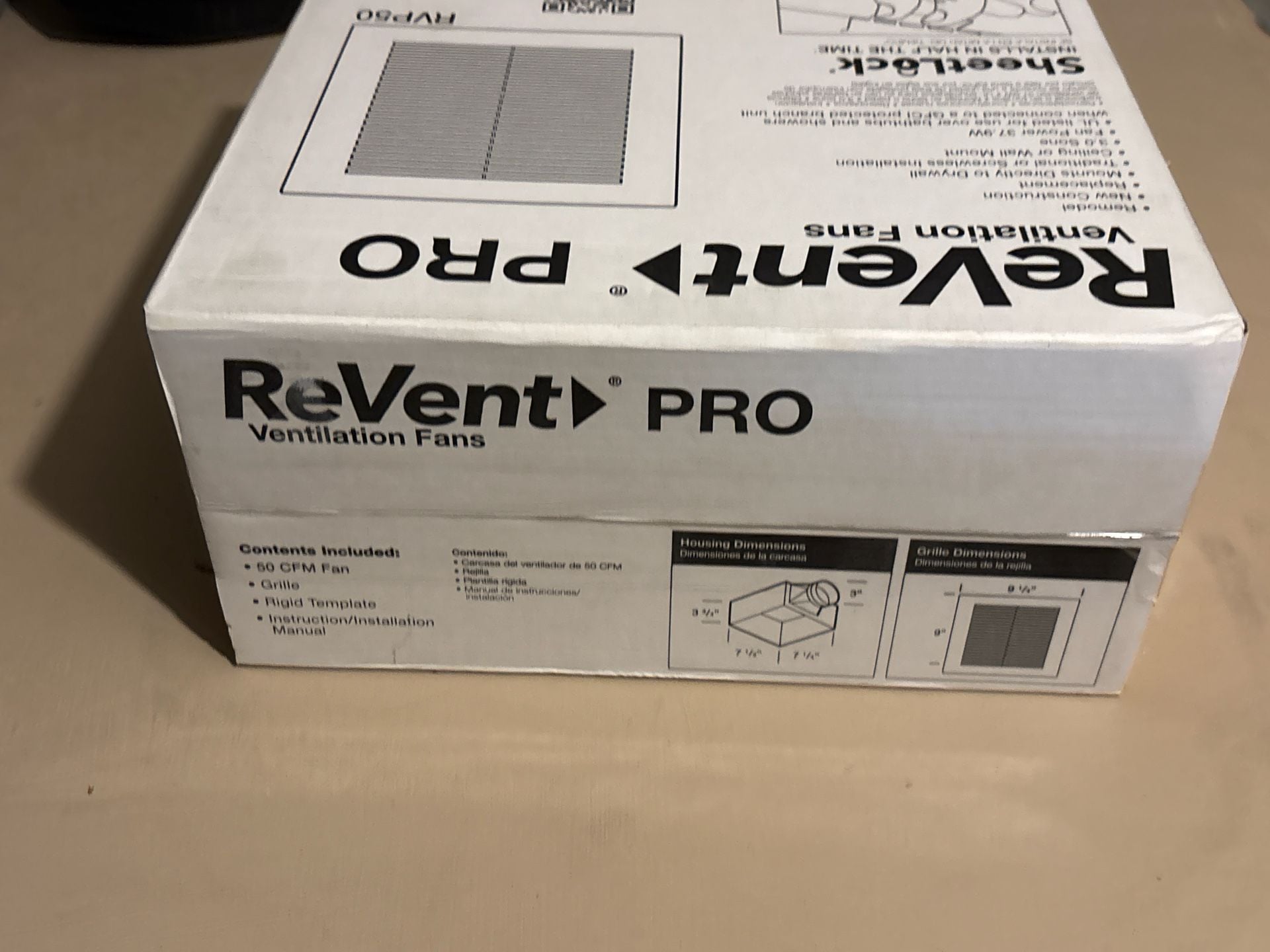 ReVent PRO RVP50 50 CFM Bathroom Ventilation Exhaust Fan with SheetLock 3