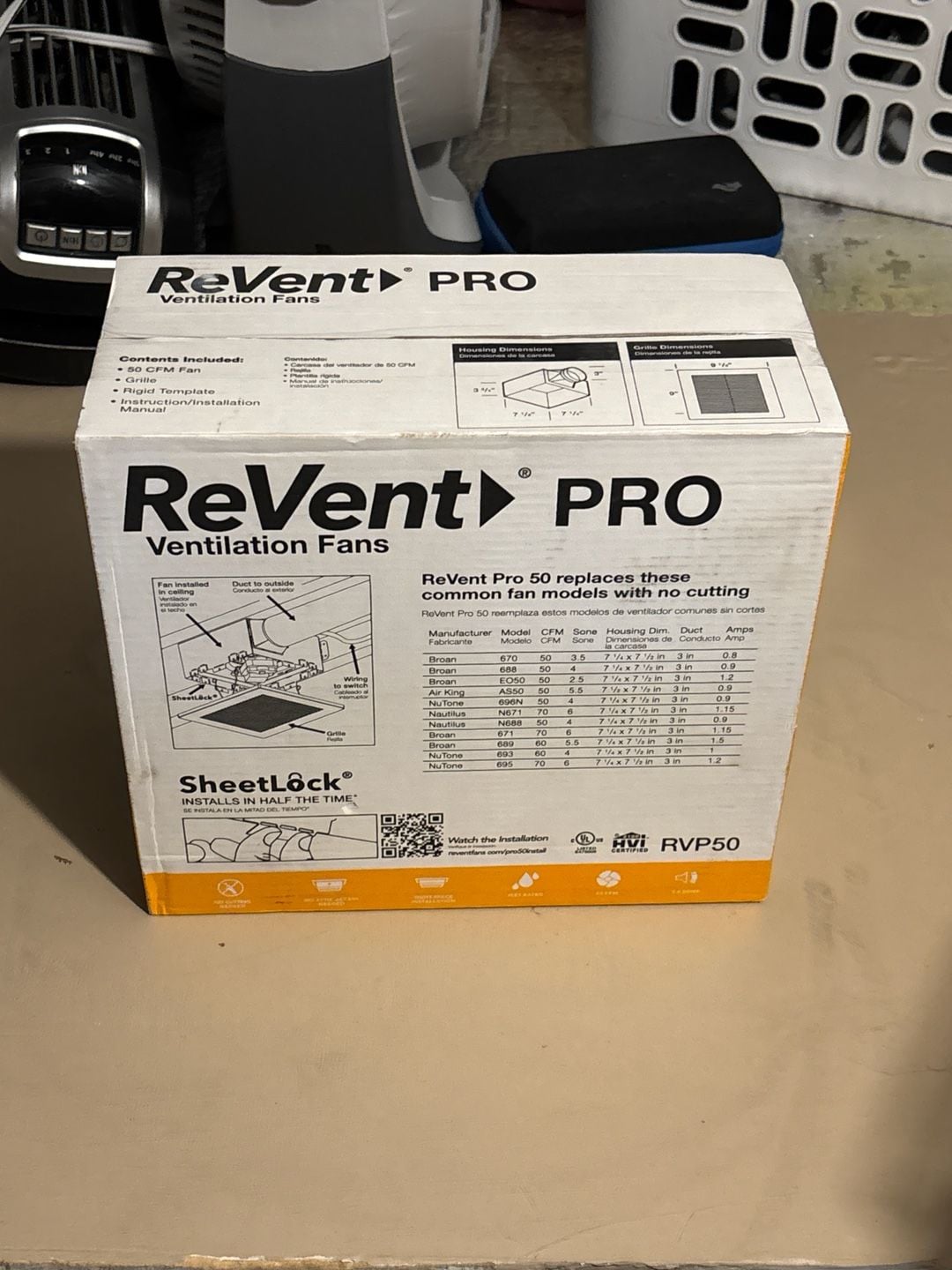 ReVent PRO RVP50 50 CFM Bathroom Ventilation Exhaust Fan with SheetLock 4