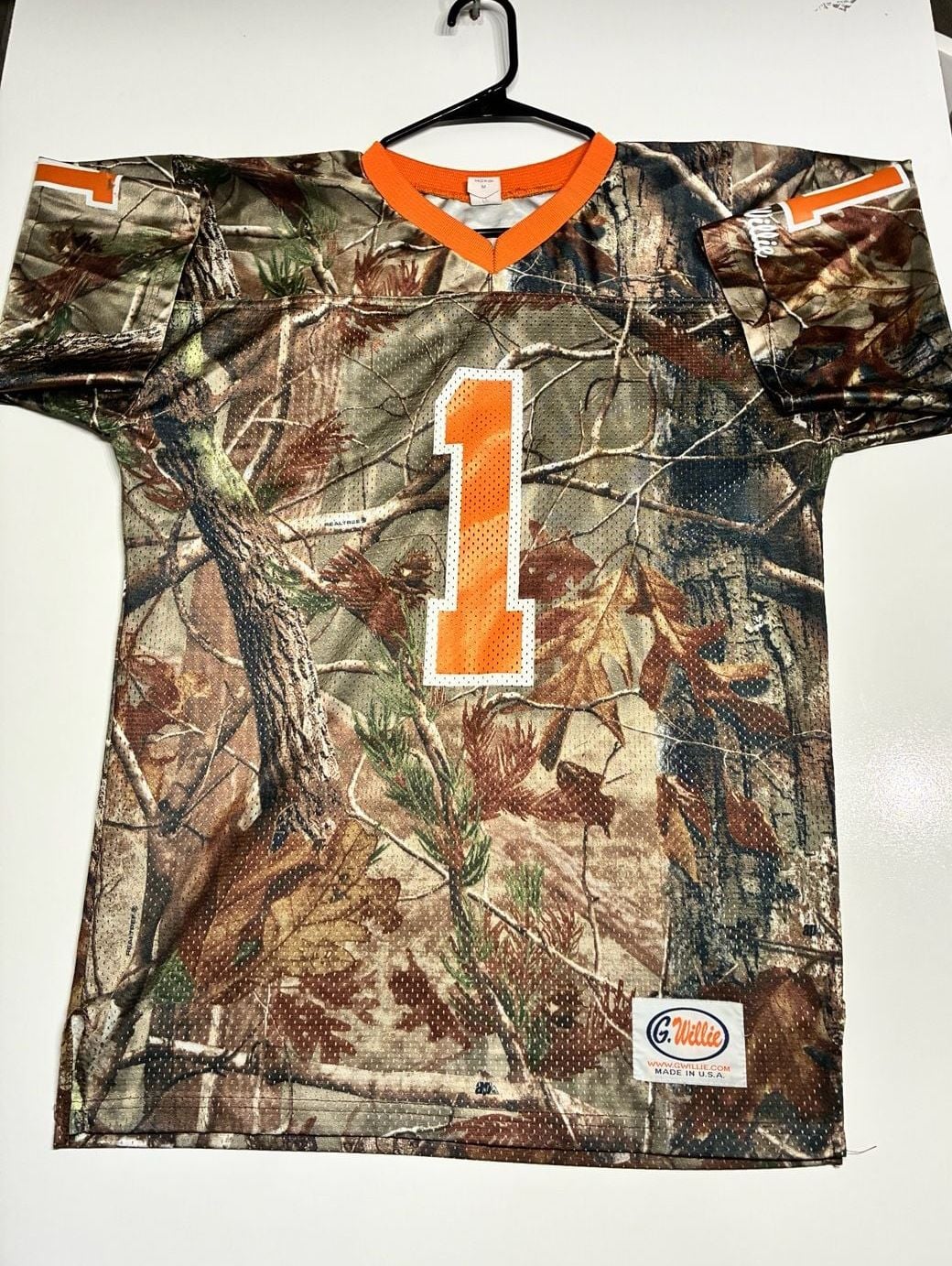 G. Willie Haunted Starbucks Shoplifter Real Tree Camo Mesh Football Jersey 2