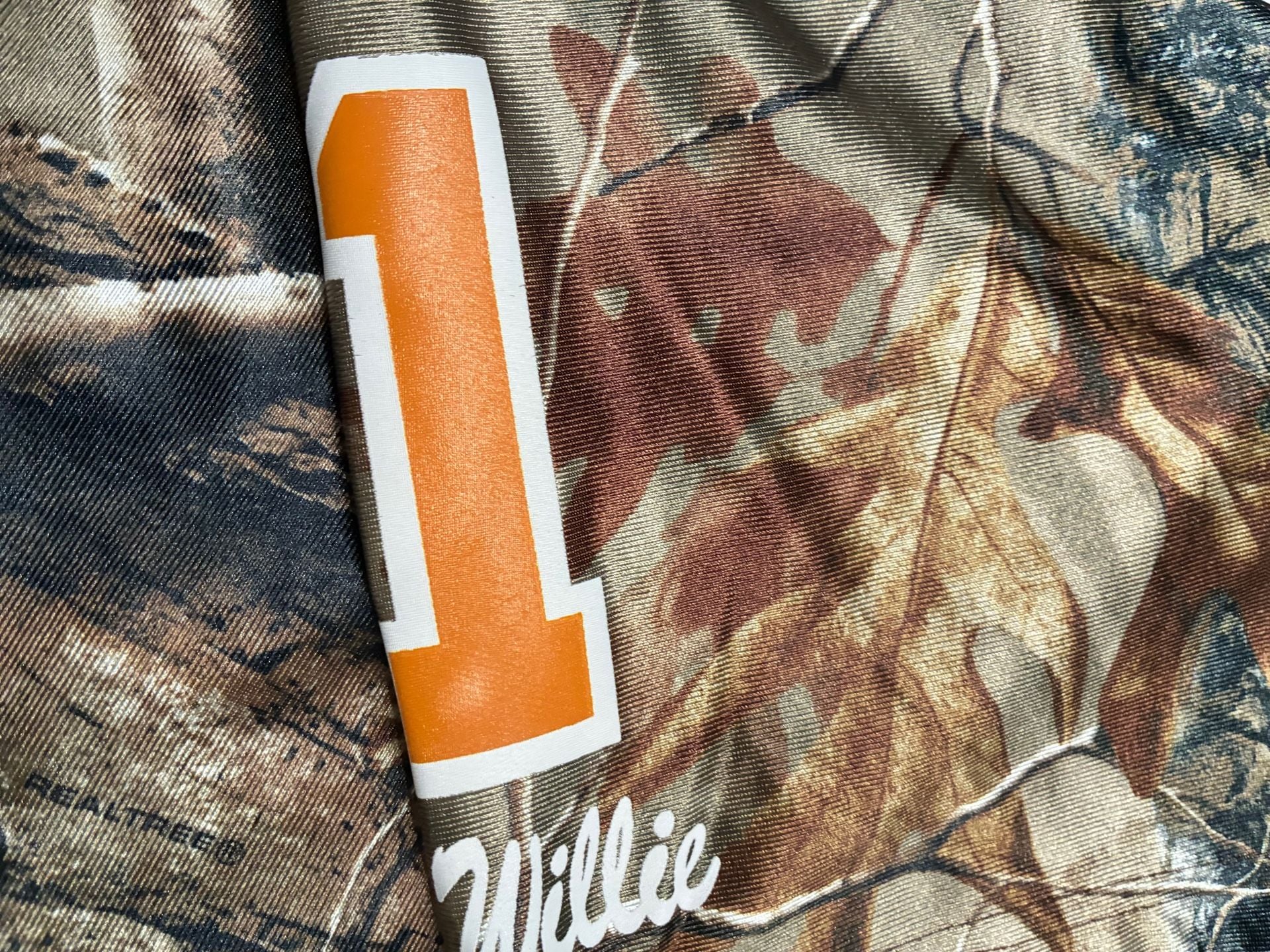 G. Willie Haunted Starbucks Shoplifter Real Tree Camo Mesh Football Jersey 7