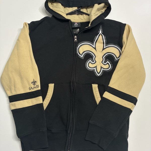 NFL Team Apparel Youth New Orleans Saints Colorblock Full-Zip Hoodie