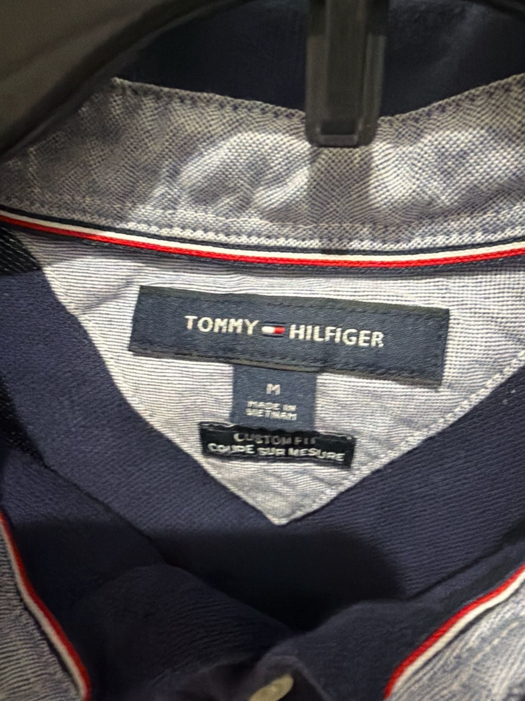 Tommy Hilfiger Men's Custom Fit Navy Blue Graphic Spellout Pique Polo Shirt Size M 2