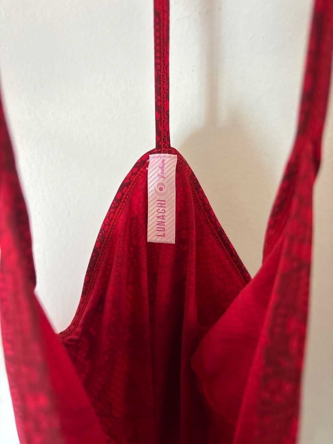 Lunachi Fashion Red Floral Lace Print Chemise lingerie 3