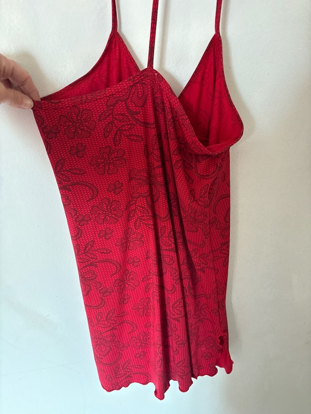 Lunachi Fashion Red Floral Lace Print Chemise lingerie 4