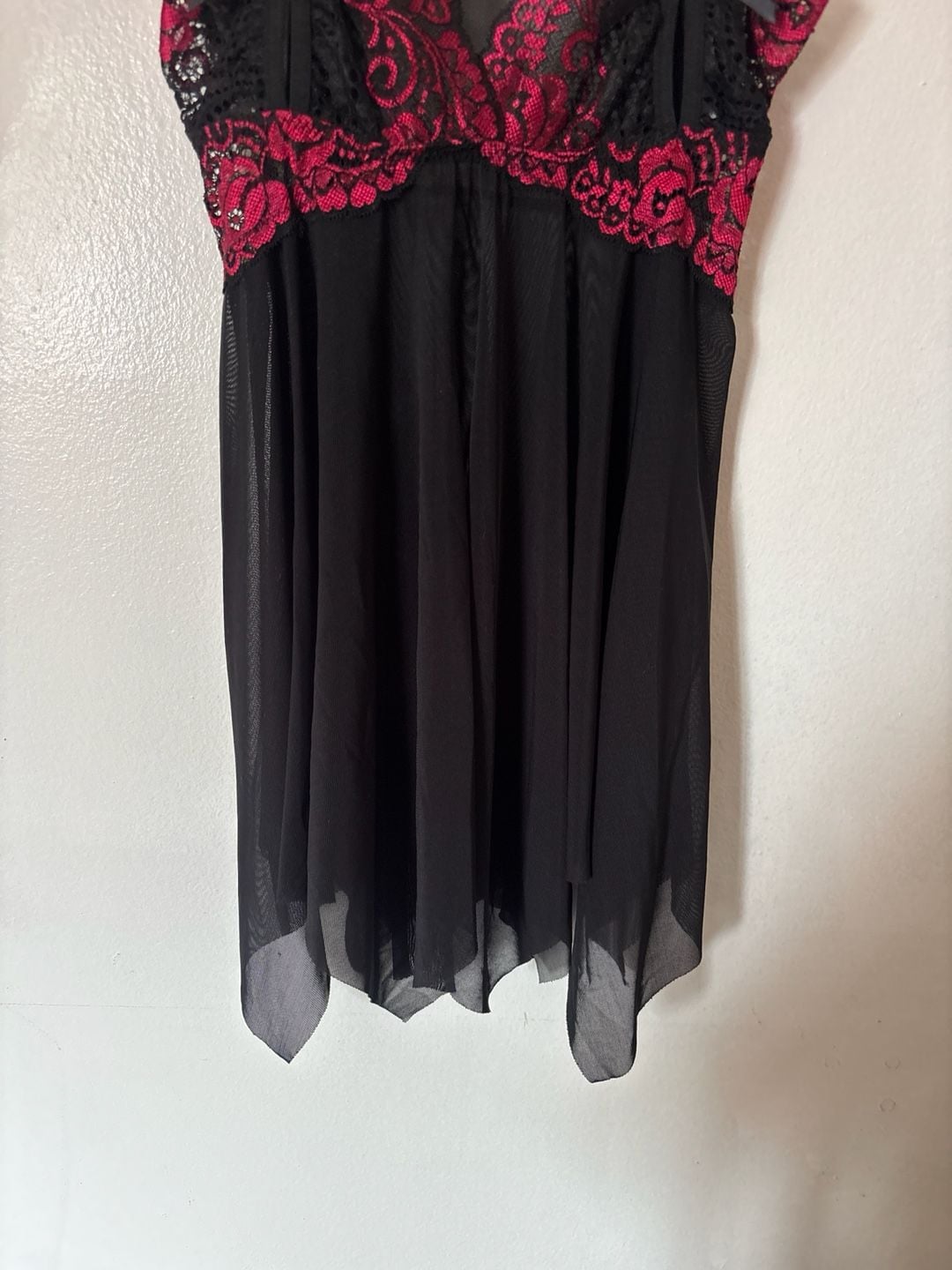 Seductive Wear Black & Red Lace Mesh Babydoll lingerie Nightgown 4