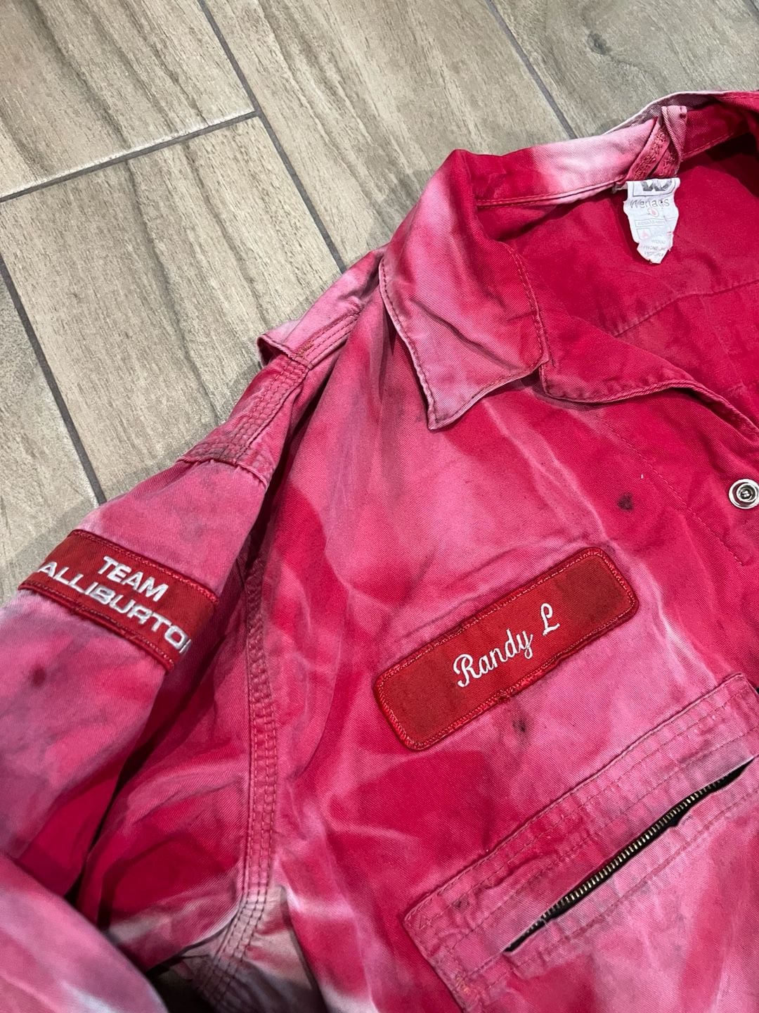 Vintage Wenaas Halliburton Flame Resistant Distress Red Bleached Reflective Workwear Coveralls 5