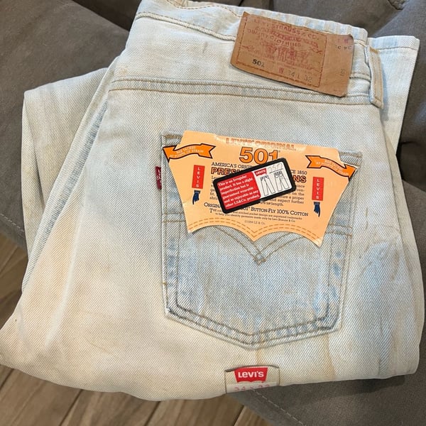 NWT Vintage 1994 Levi's 501 Original Button Fly Jeans Deadstock Irregular 34x32 Made in USA