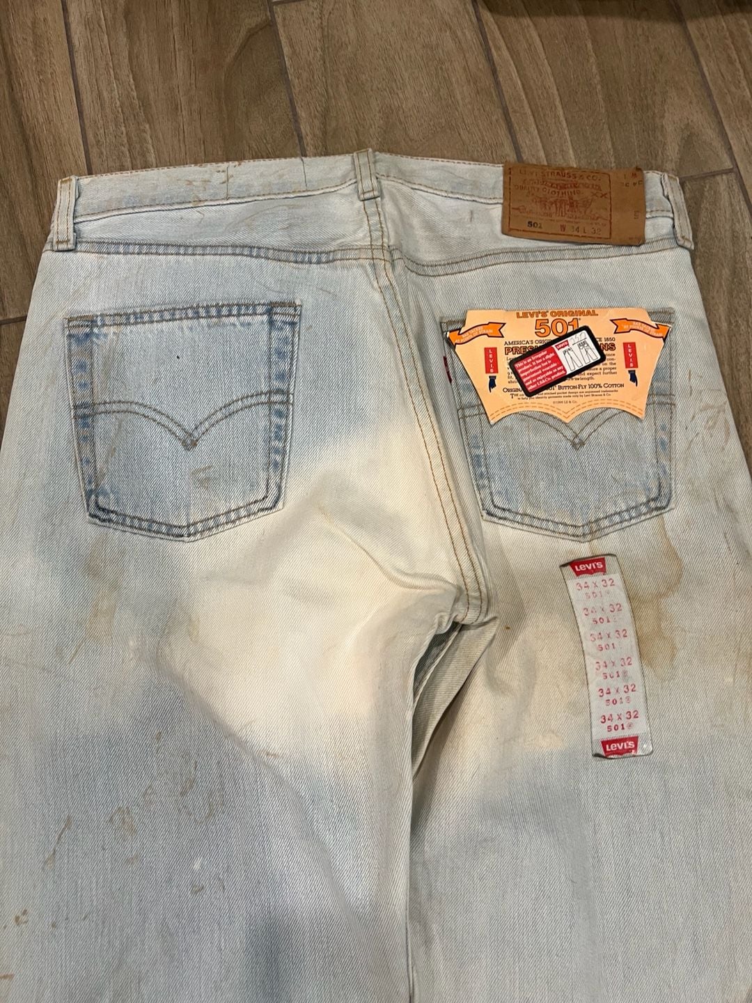 NWT Vintage 1994 Levi's 501 Original Button Fly Jeans Deadstock Irregular 34x32 Made in USA 11