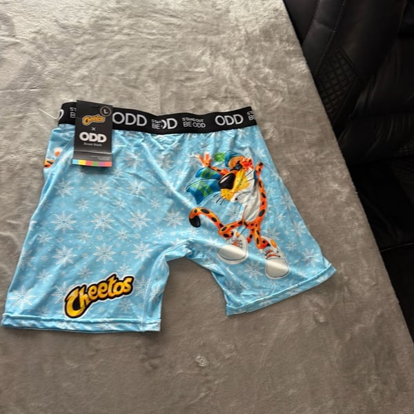 Odd Sox x Cheetos Chester Cheetah Winter Snowflake Men's Boxer Briefs Size L