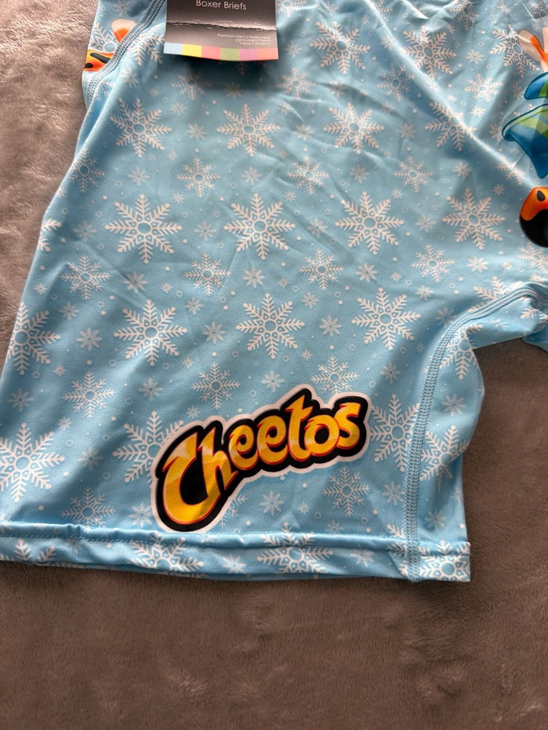 Odd Sox x Cheetos Chester Cheetah Winter Snowflake Men's Boxer Briefs Size L 2