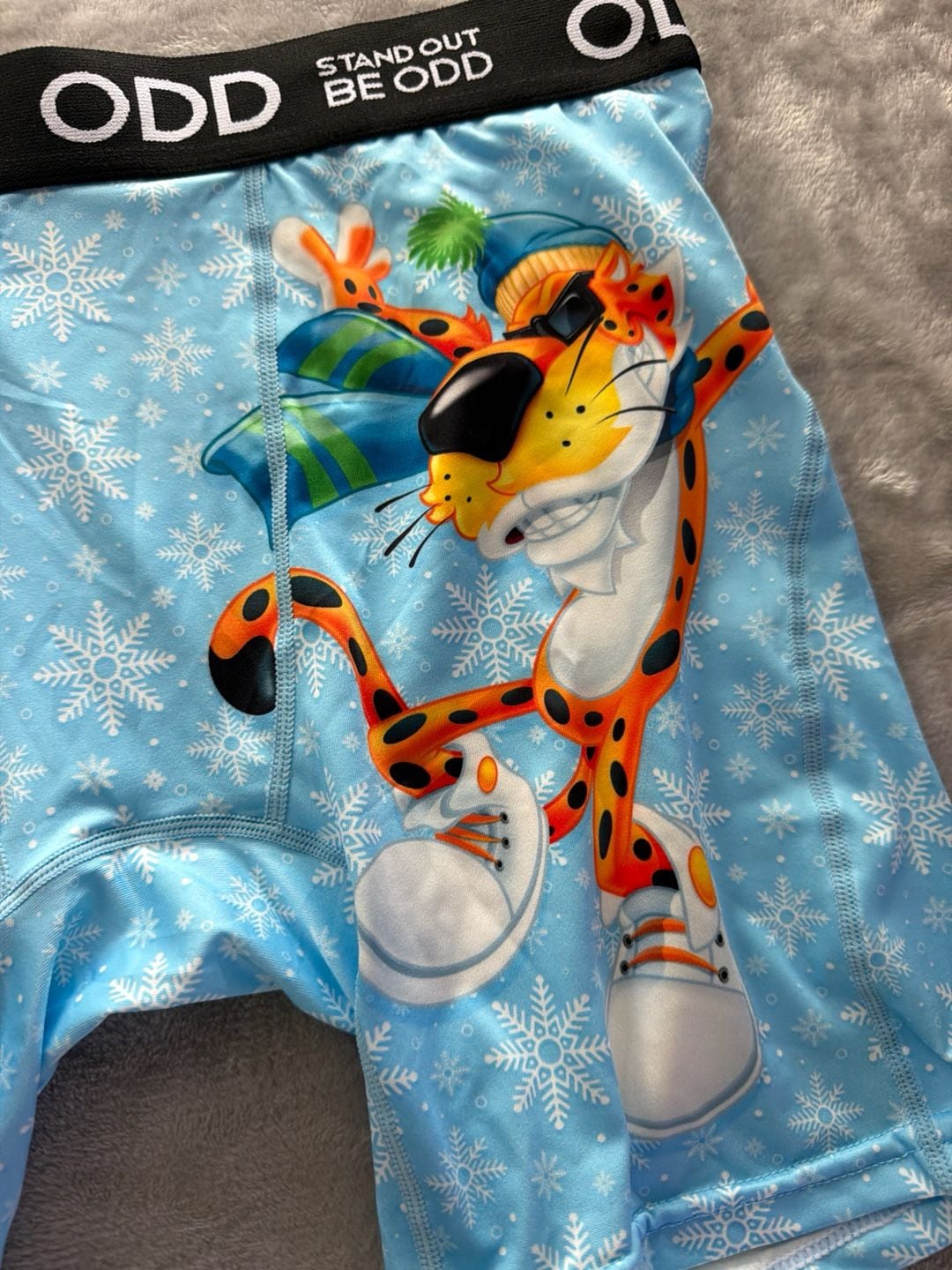 Odd Sox x Cheetos Chester Cheetah Winter Snowflake Boxer Briefs 3