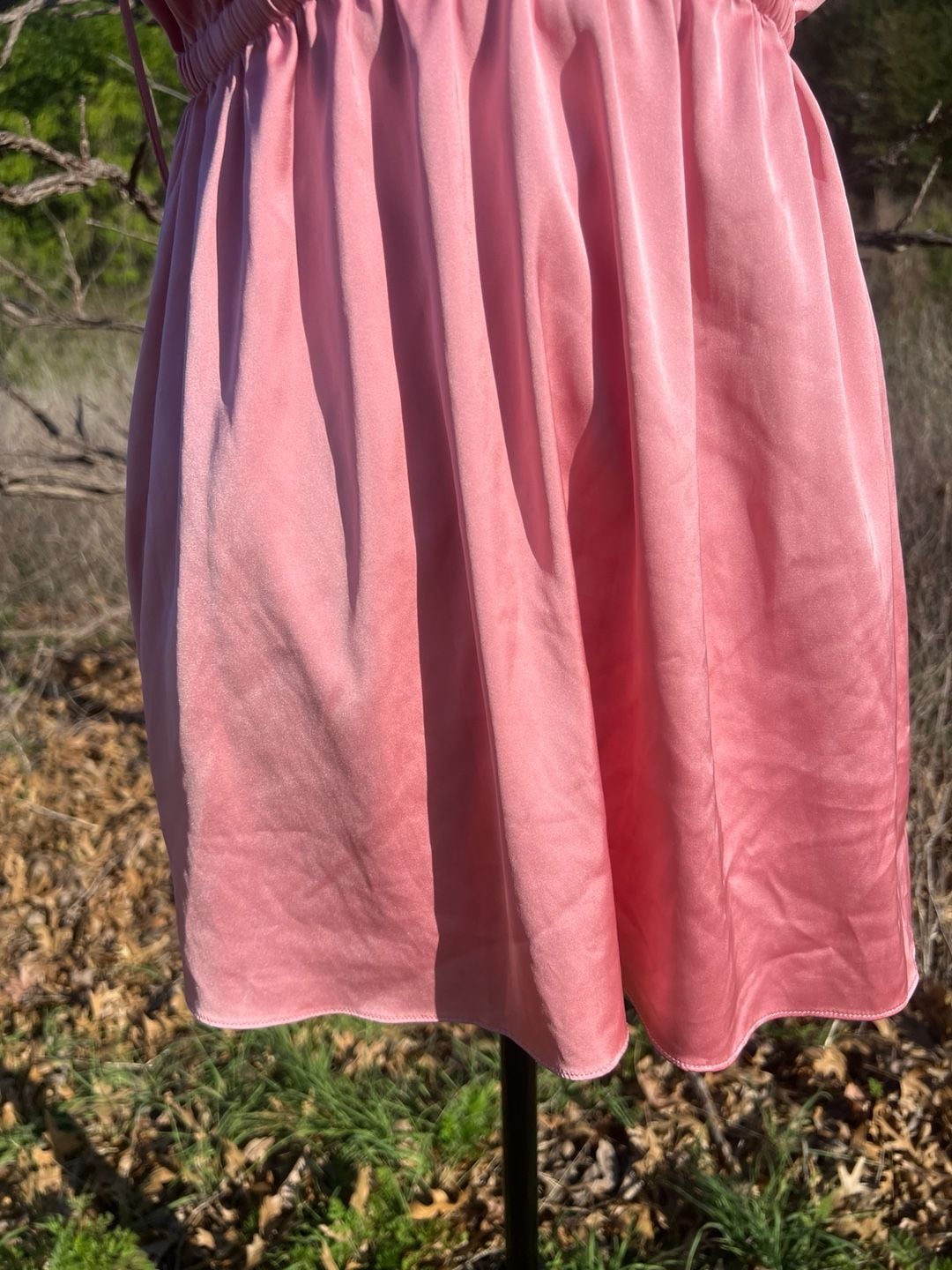 superdown Pink Satin Deep V-Neck Open Back Mini Dress 5