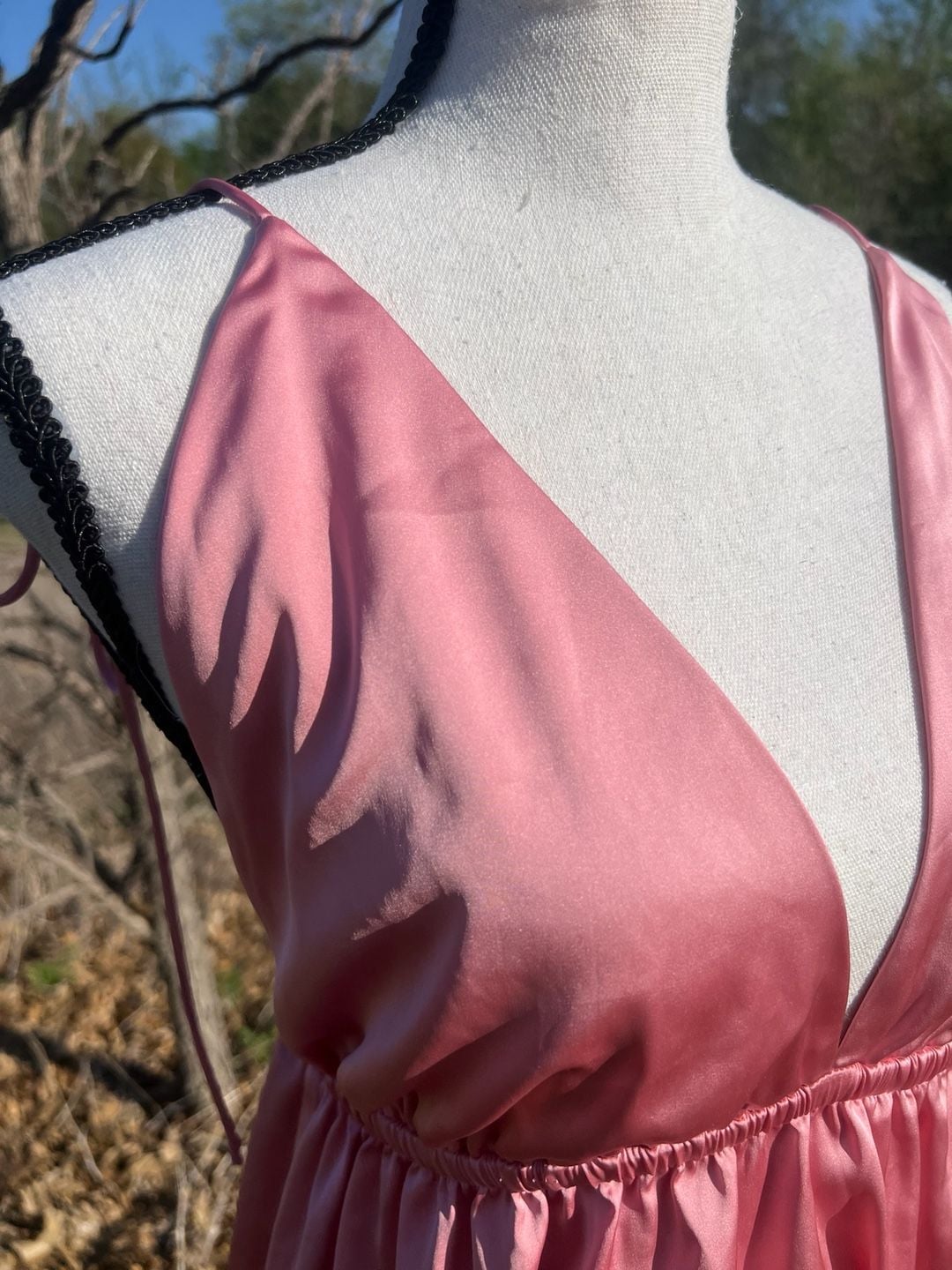 superdown Pink Satin Deep V-Neck Open Back Mini Dress 6