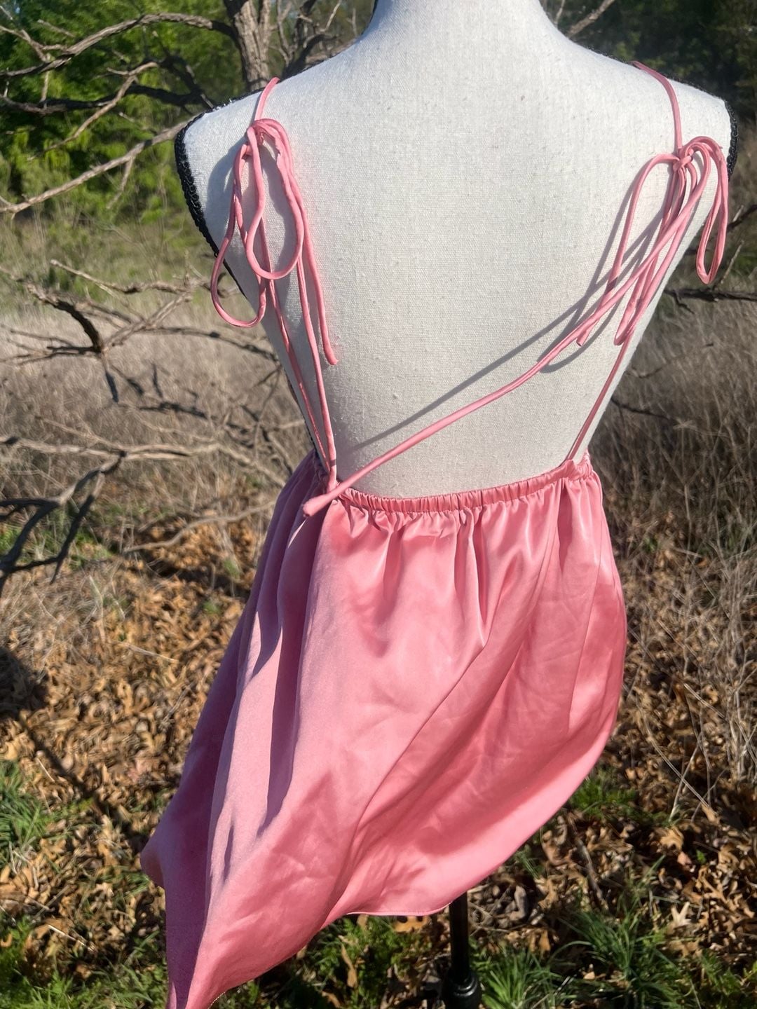 superdown Pink Satin Deep V-Neck Open Back Mini Dress 11