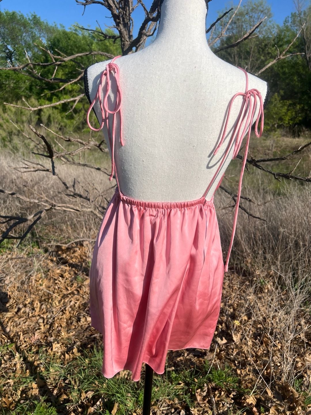 superdown Pink Satin Deep V-Neck Open Back Mini Dress 12
