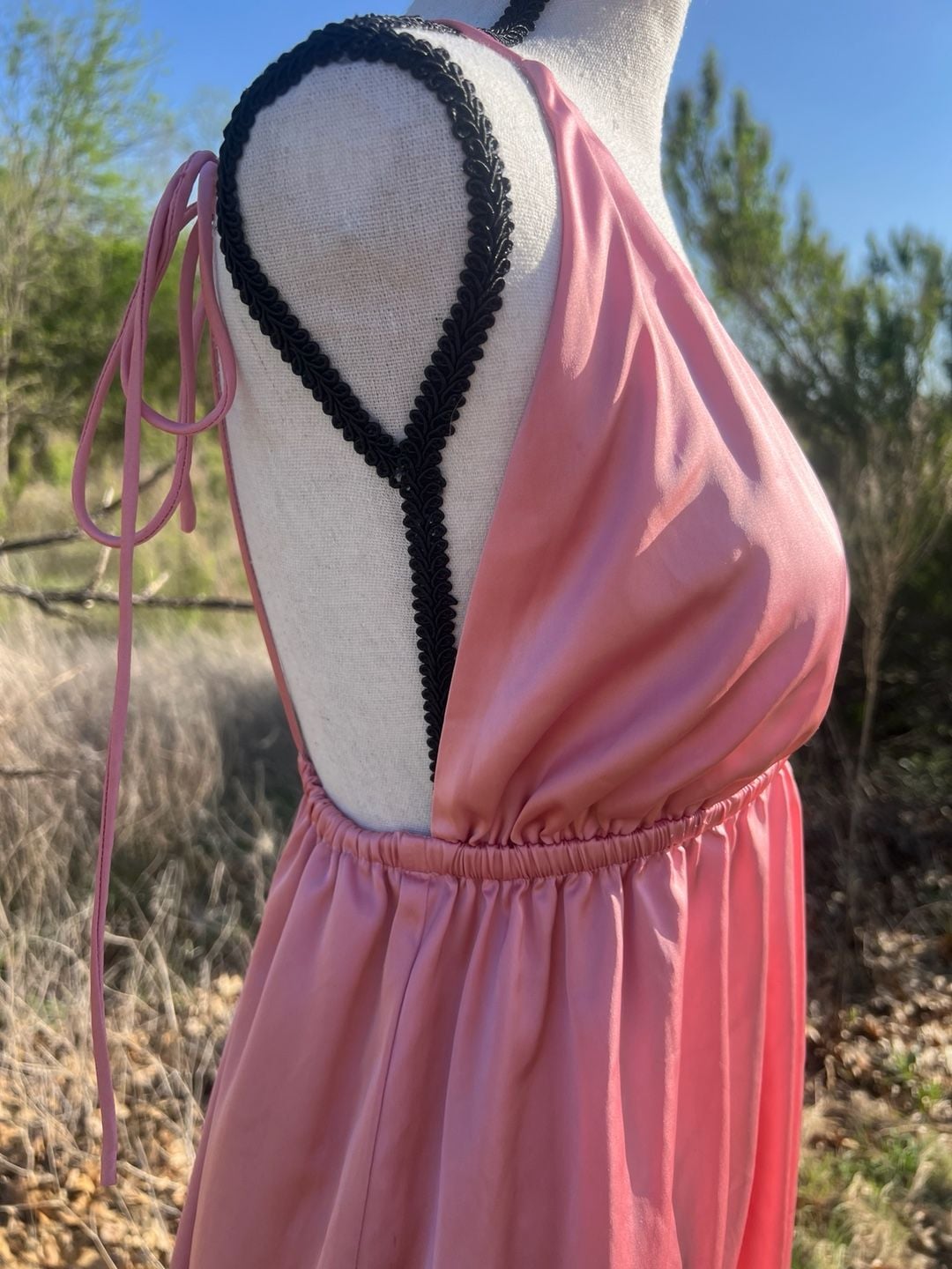superdown Pink Satin Deep V-Neck Open Back Mini Dress 13