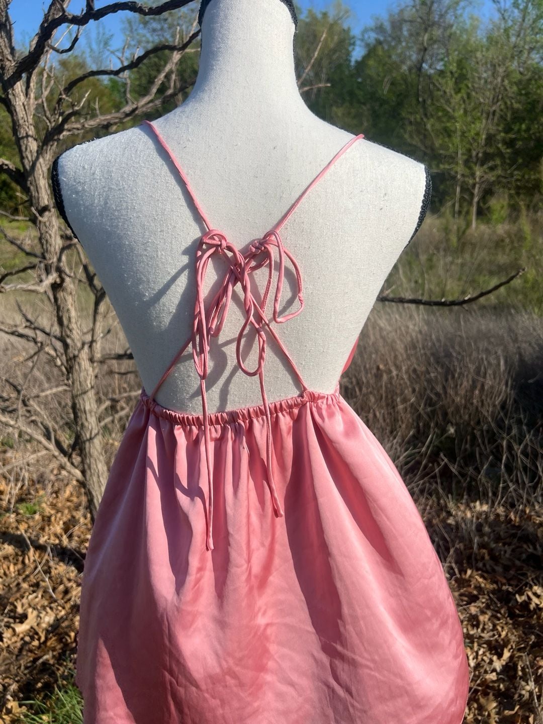 superdown Pink Satin Deep V-Neck Open Back Mini Dress 14