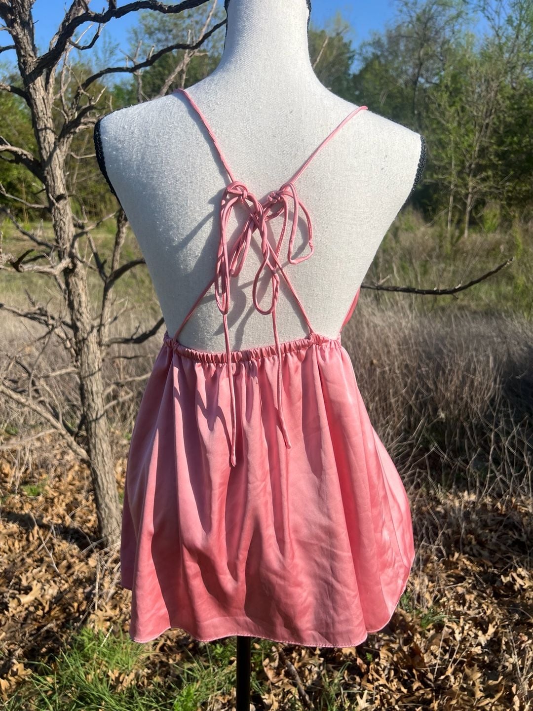 superdown Pink Satin Deep V-Neck Open Back Mini Dress 15