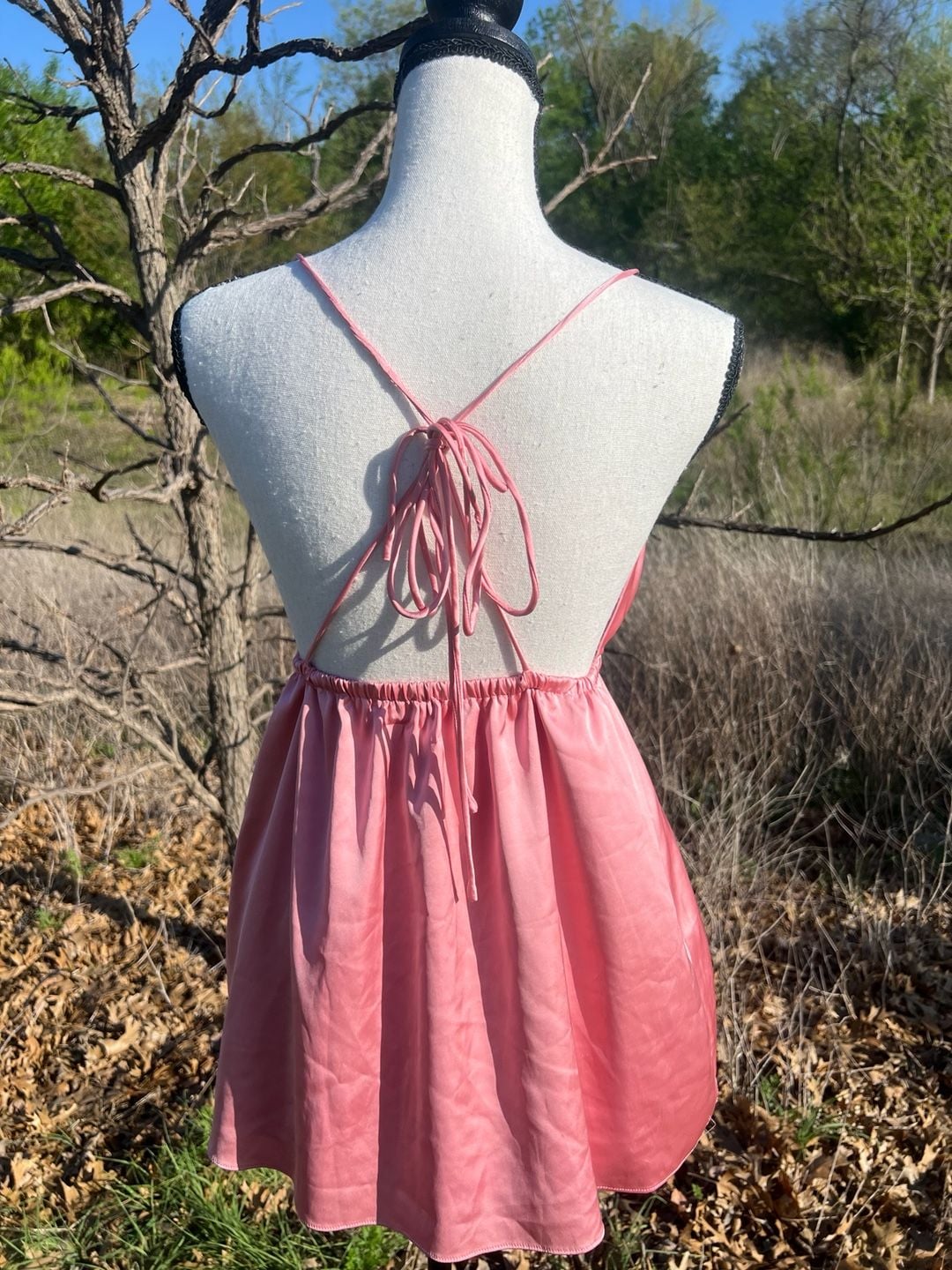 superdown Pink Satin Deep V-Neck Open Back Mini Dress 16