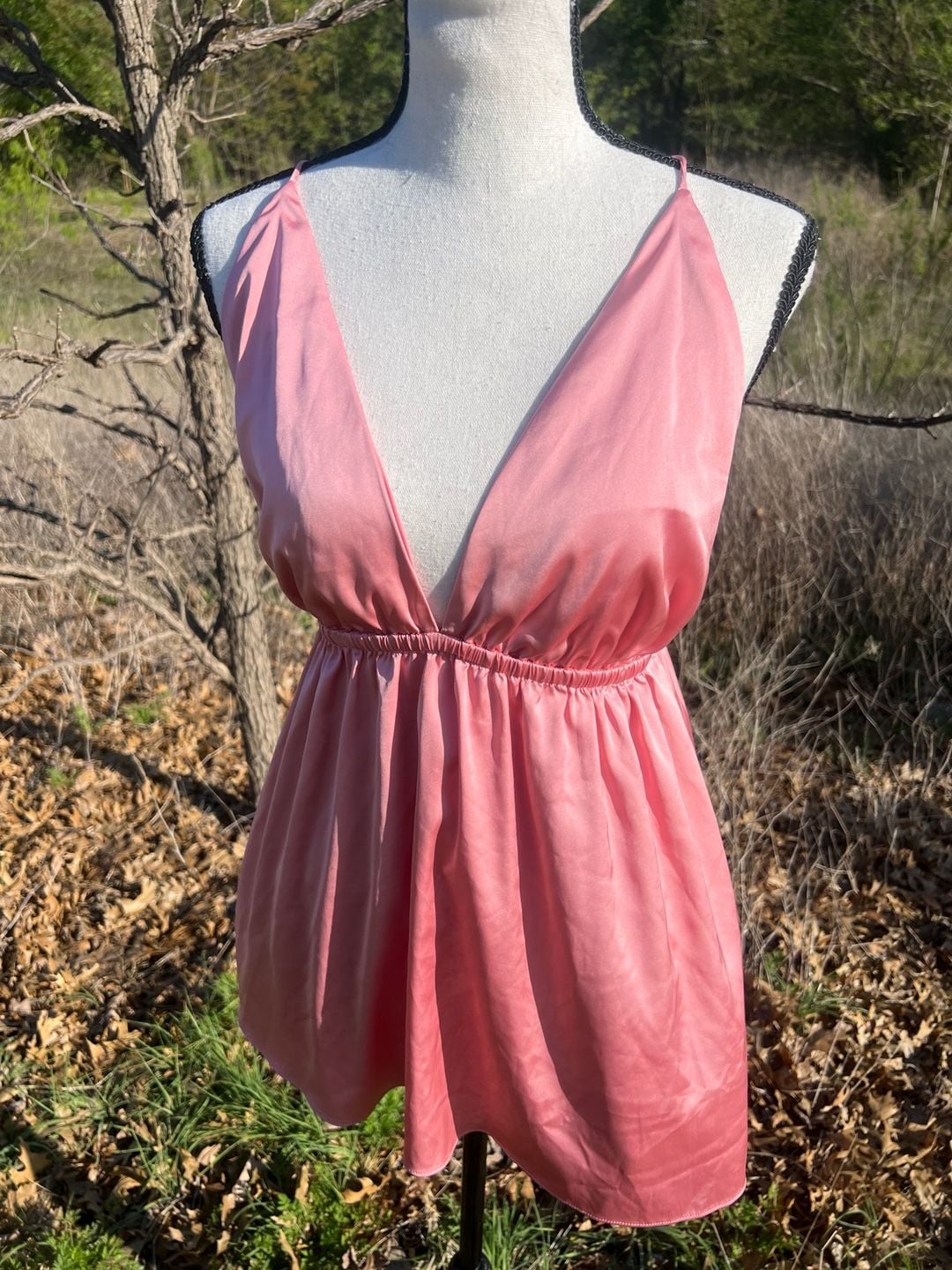 superdown Pink Satin Deep V-Neck Open Back Mini Dress 17