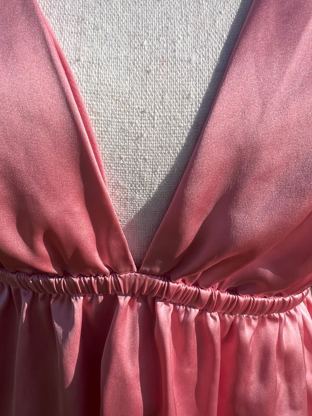 superdown Pink Satin Deep V-Neck Open Back Mini Dress 18