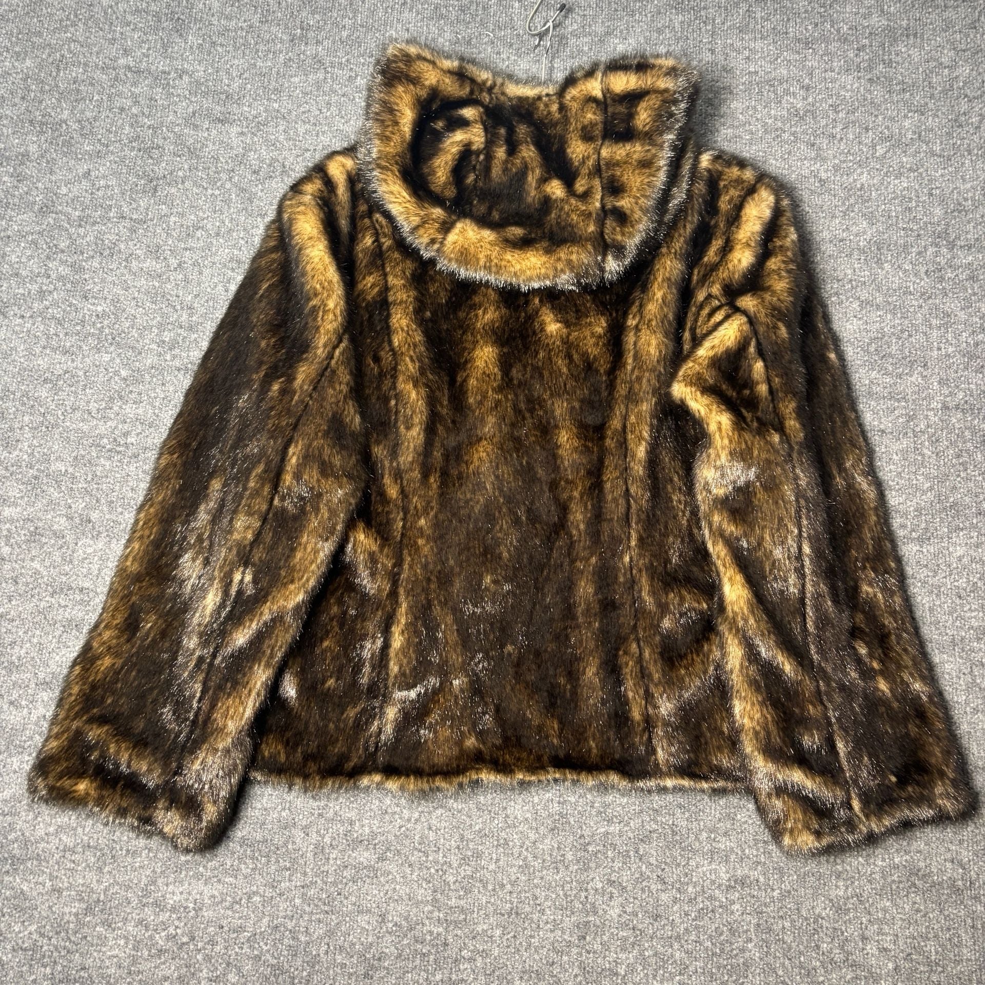 Braetan Women's Reversible Black PVC Faux Fur Lined Hooded Jacket 4