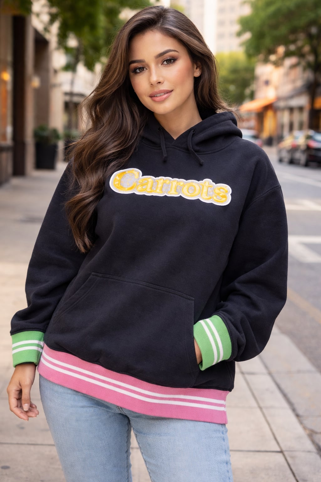 Carrots x Brisk Collab Embroidered Hoodie Black/Pink/Green M 2
