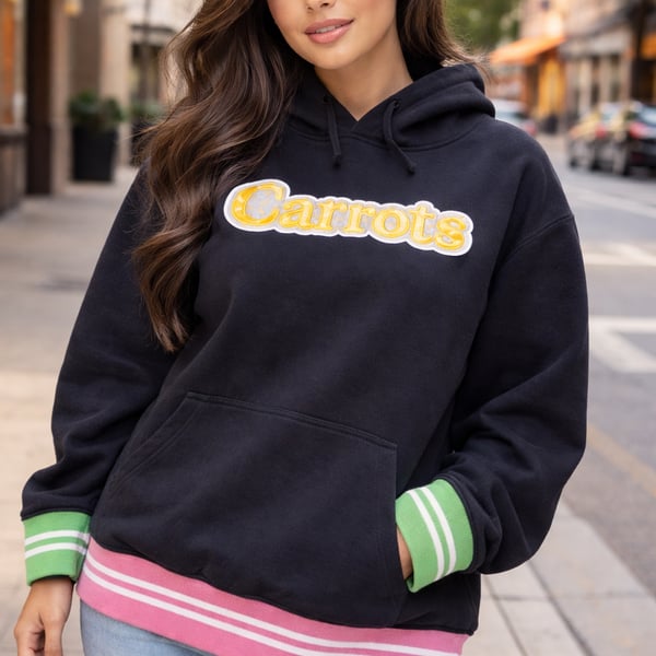 Carrots x Brisk Collab Embroidered Hoodie Black/Pink/Green M