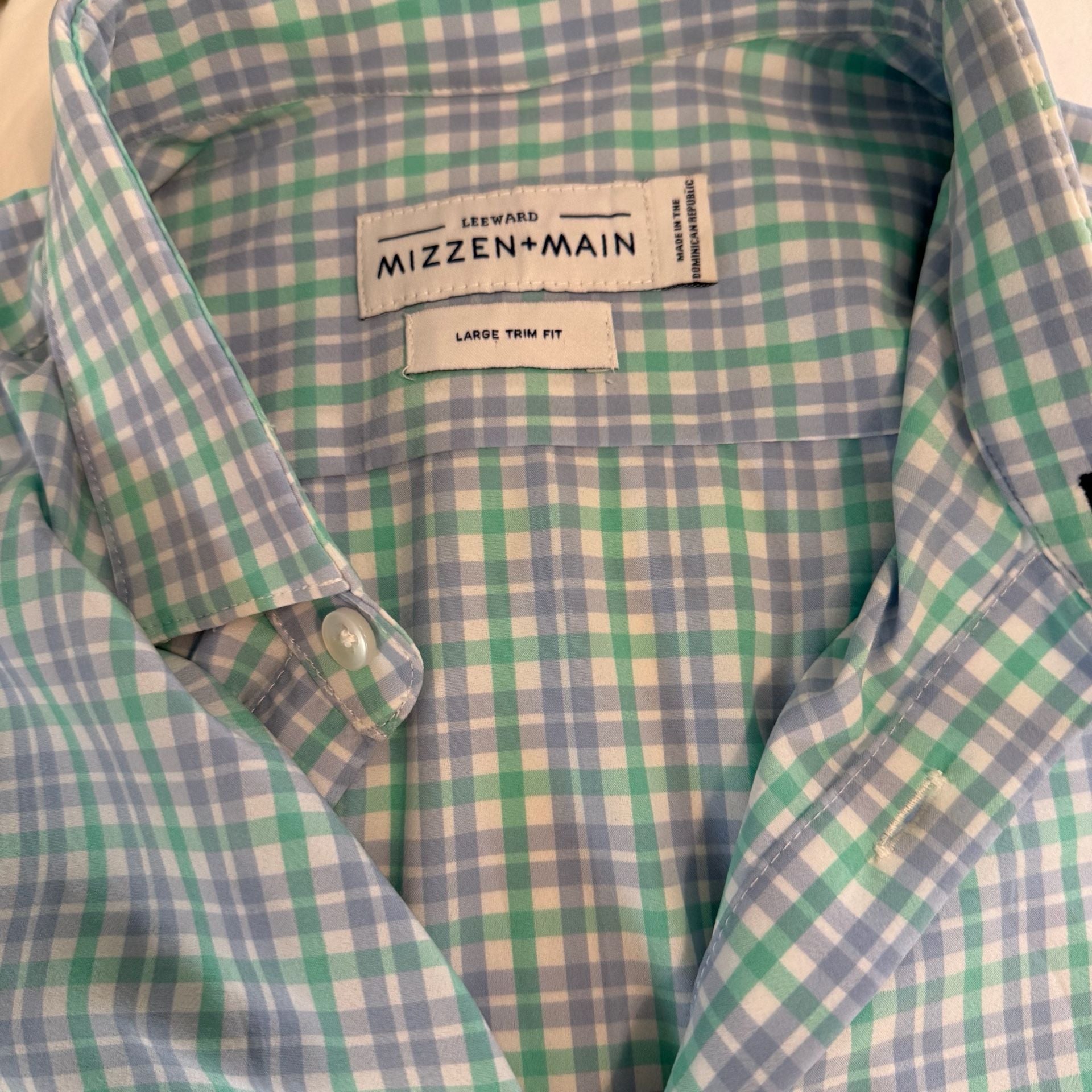 Mizzen+Main Leeward Trim Fit Performance Button Down Shirt in Blue and Green Check 5
